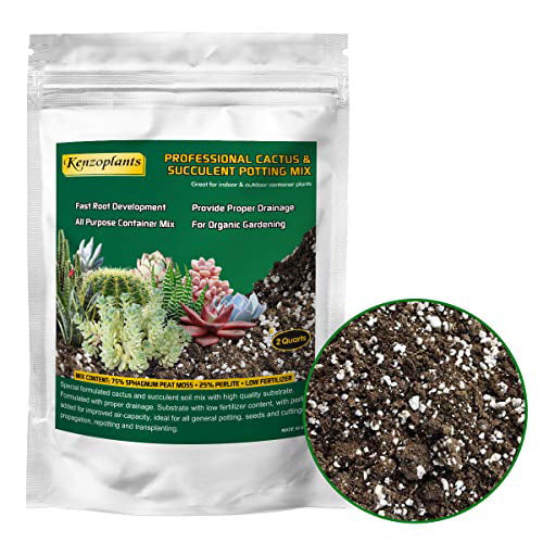 4 Quarts Fast Draining Pre-Mixed Course Blend Organic Succulent and Cactus Soil Mix